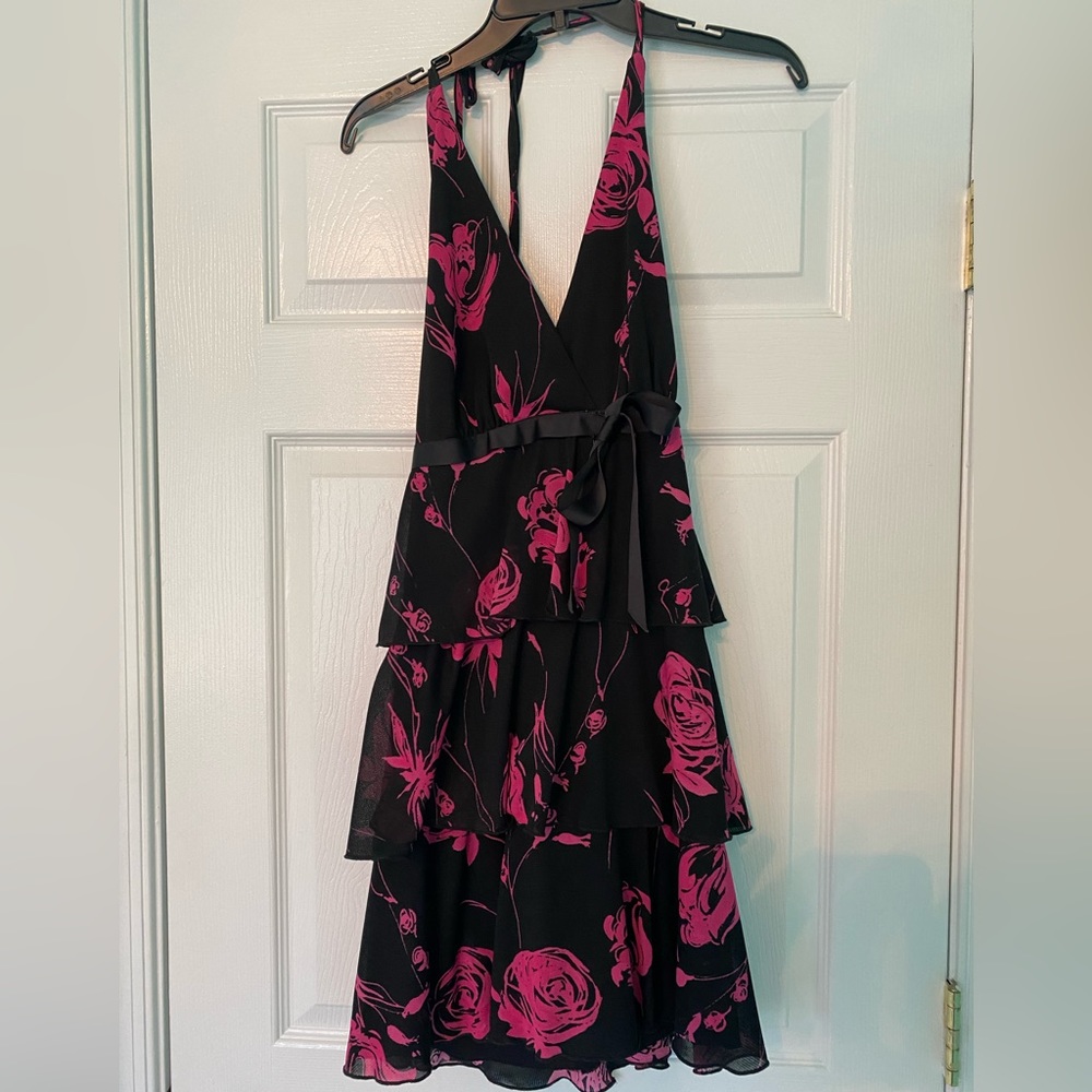 Halter top black and pink dress